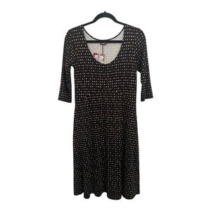 Salaam Dress Women’s Small Black Multi Polka Dot Scoop Neck 3/4 Sleeves